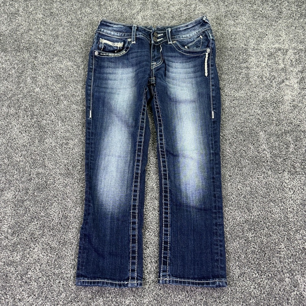 Vigoss Jeans Womens 25x21 Blue The Dublin Capri Denim Casual City Pockets Logo